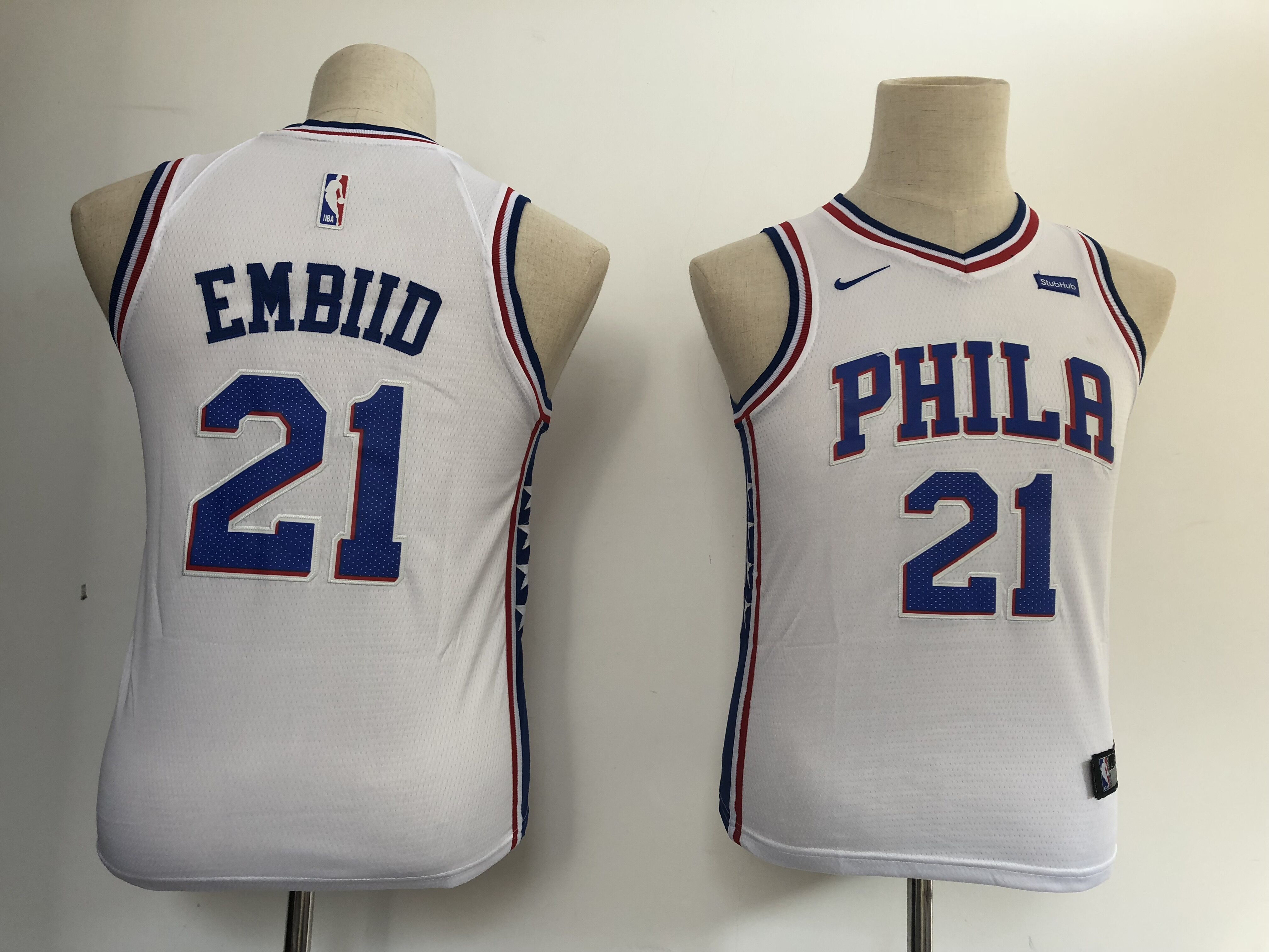 Youth Philadelphia 76ers #21 Embiid white Nike NBA Jerseys